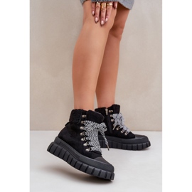 Stivaletti Trapper isolati da donna su piattaforma, neri nero 2