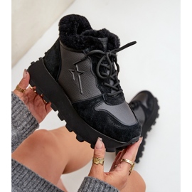 Sneakers Trapper da donna in pelle con pelliccia sulla piattaforma Big Star OO274A329 Nero 2