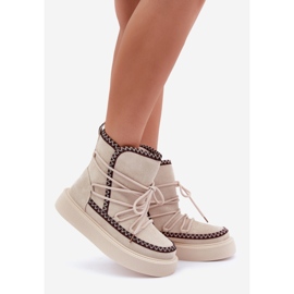 Doposci da donna con ricamo sul plateau, colore beige chiaro 1