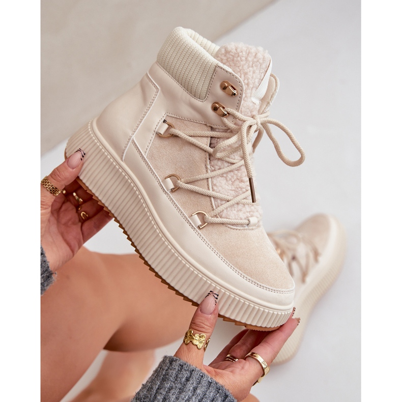 Doposci Bassi Da Donna Con Plateau, Beige Chiaro 2