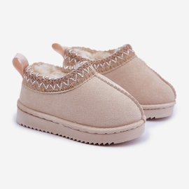 Doposci per bambini sulla piattaforma, foderati in pelliccia, beige chiaro 1