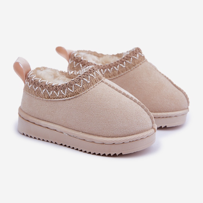 Doposci per bambini sulla piattaforma, foderati in pelliccia, beige chiaro 1