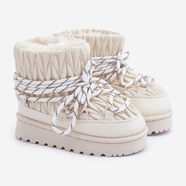 Doposci per bambini isolati con pelliccia spessa, beige chiaro 1