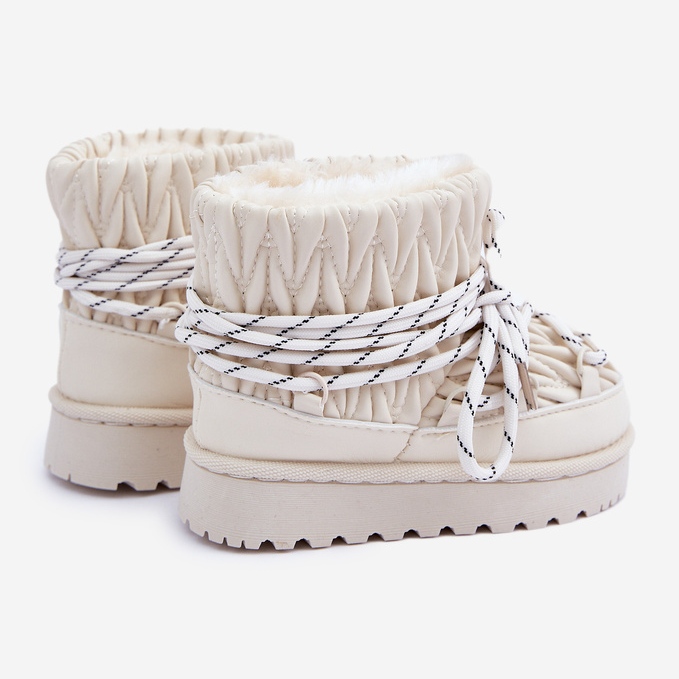 Doposci per bambini isolati con pelliccia spessa, beige chiaro 2