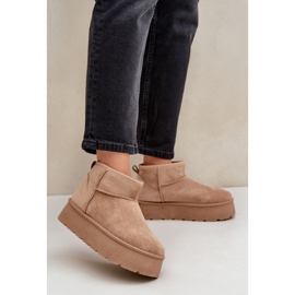 Doposci isolanti da donna con plateau, beige scuro 2