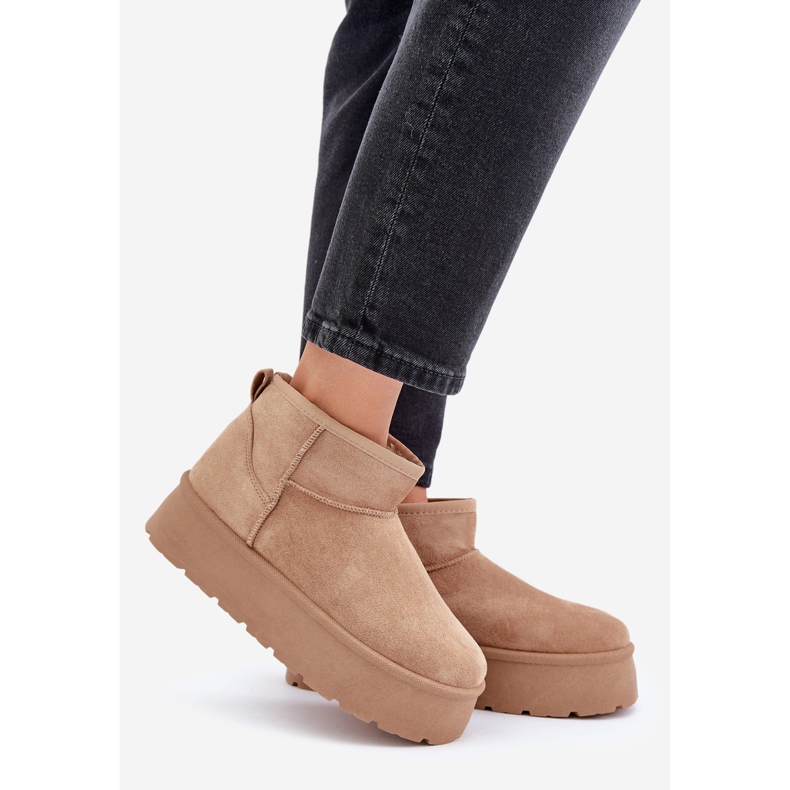 Doposci isolanti da donna con plateau, beige scuro 1