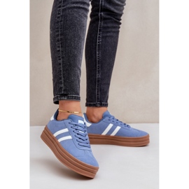 Sneakers Sportive da Donna con Plateau, Blu 2
