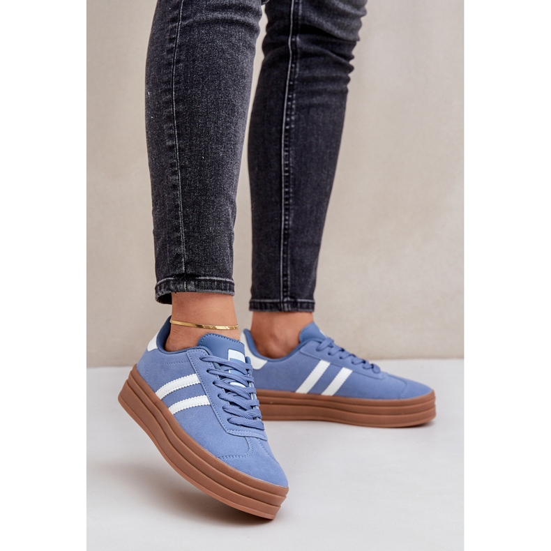 Sneakers Sportive da Donna con Plateau, Blu 2