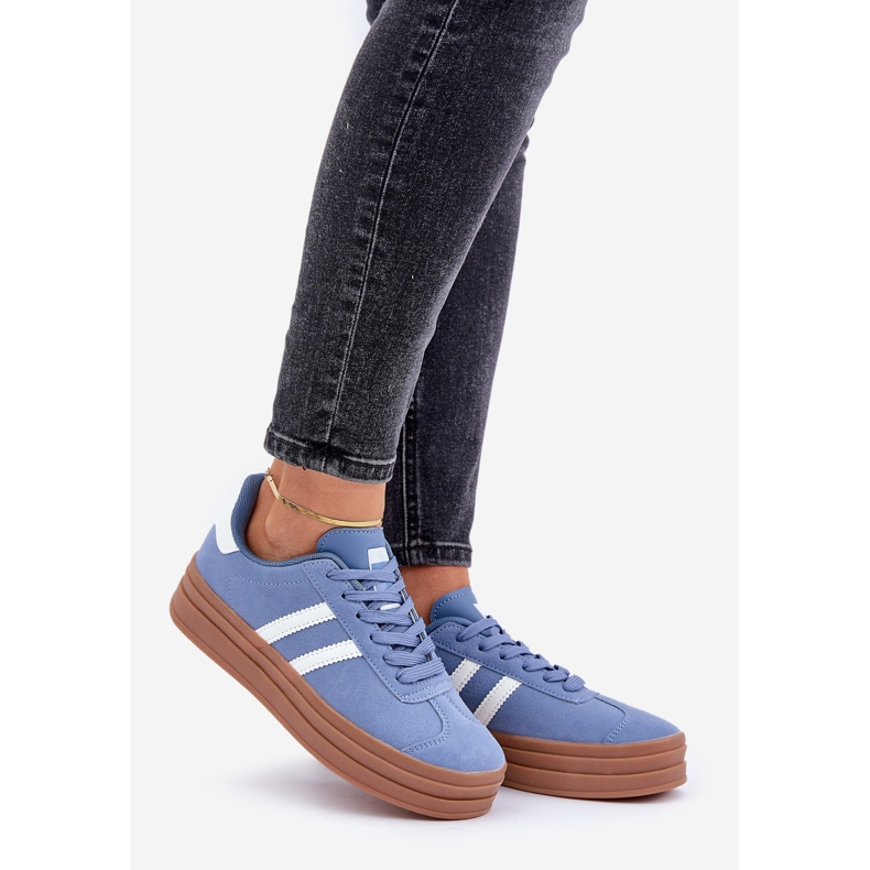 Sneakers Sportive da Donna con Plateau, Blu 1