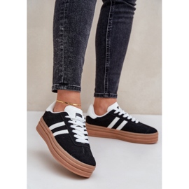 Sneakers Sportive da Donna con Plateau, Colore Nero 2