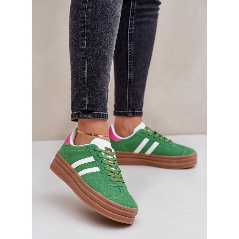 Sneakers Sportive da Donna con Plateau, Verde 2