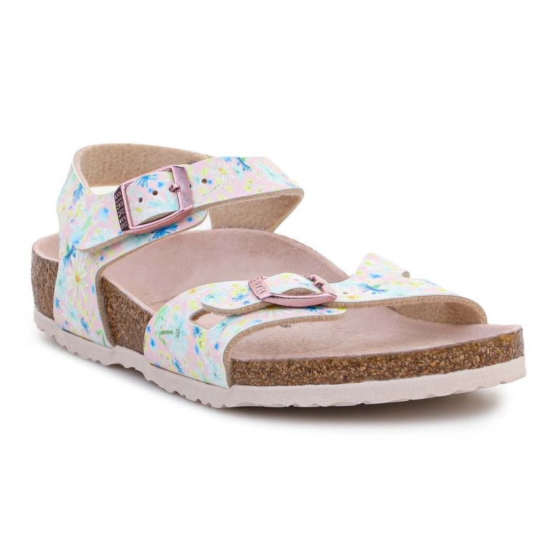 Birkenstock Rio Kids 1022232 Sandali con fiori pastello rosa 1