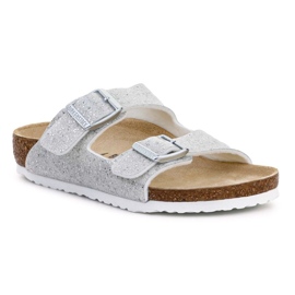 Kalpki Birkenstock Arizona Kids 1022230 Cosmic Sparkle White d'argento 1