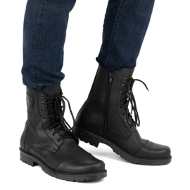 Scarpe polacche da uomo alte in pelle 2118/2 POLBUT nere nero 1