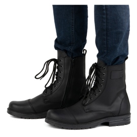 Scarpe polacche da uomo alte in pelle 2118/2 POLBUT nere nero 2