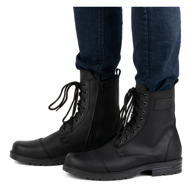 Scarpe polacche da uomo alte in pelle 2118/2 POLBUT nere nero 2