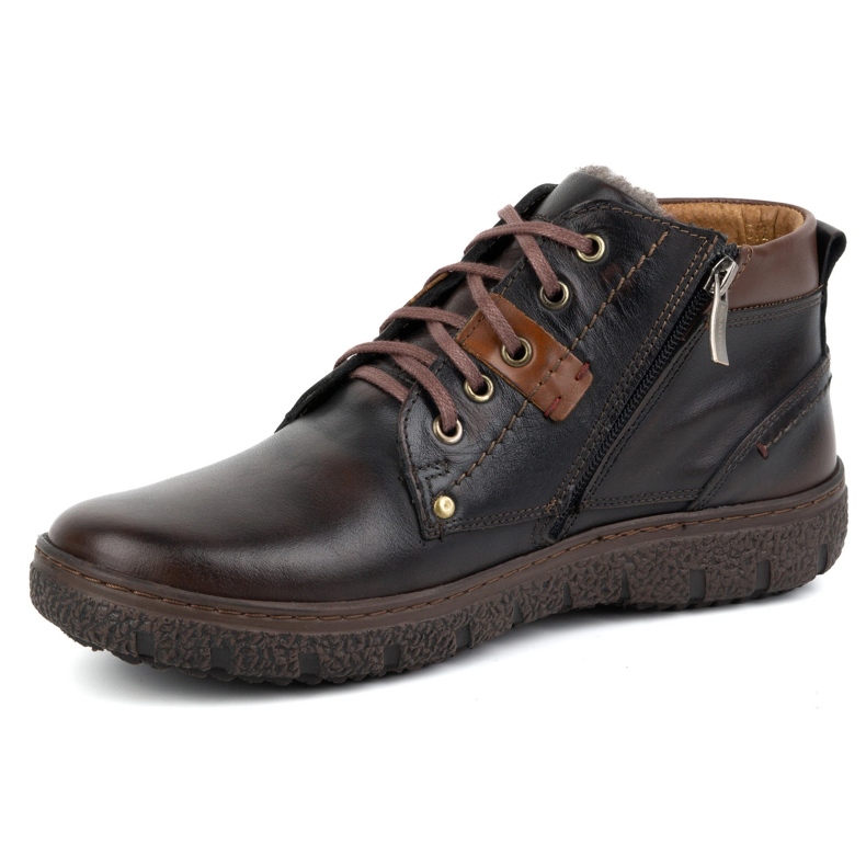 Kampol Scarpe invernali da uomo in pelle isolante 108/K marrone 1