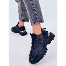 Scarpe sportive nere da donna con suola spessa nero 1