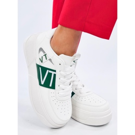 Sneakers platform da donna, bianche e verdi bianco 2