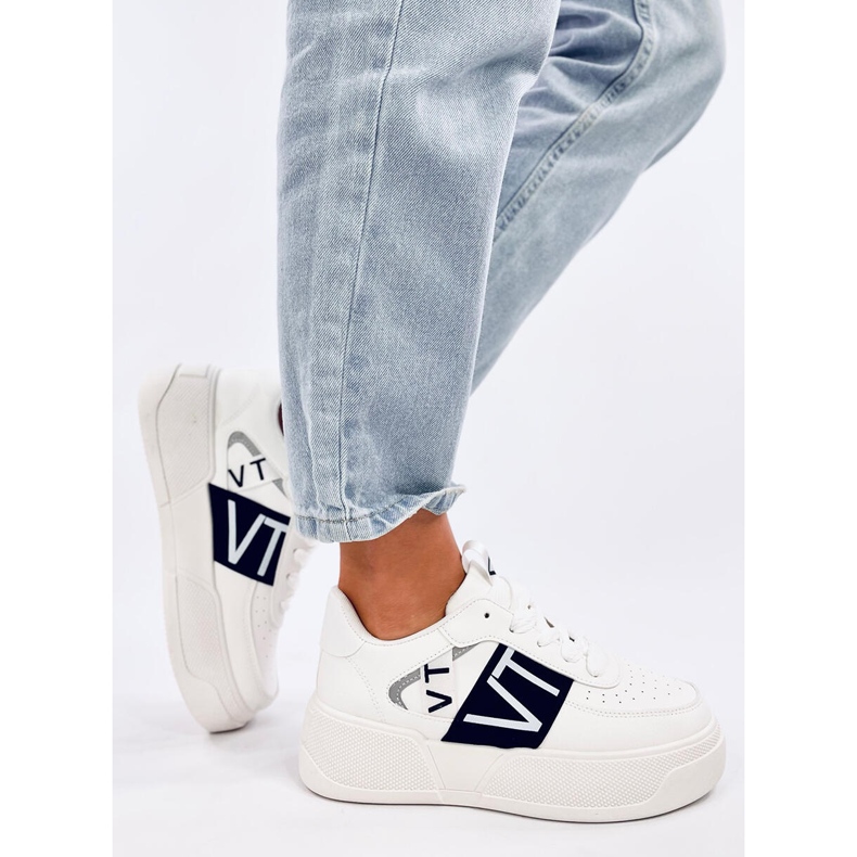 Sneakers da donna con plateau bianche e nere bianca 2