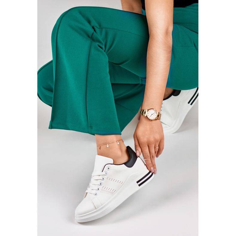 Sneakers platform da donna, bianche 85-710W/B bianco 1