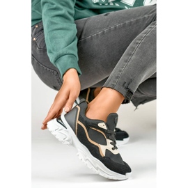 Sneaker da donna con suola spessa, nera 9062-B nero 2