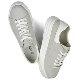 Scarpe sportive da donna in pelle, grigio GD-XF-113G 2