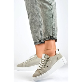 Goodin Scarpe sportive da donna in pelle con plateau, grigio GD-LX1001G 2