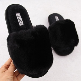 Ciabatte da casa con pelliccia Unisoft 6644 nere nero 1