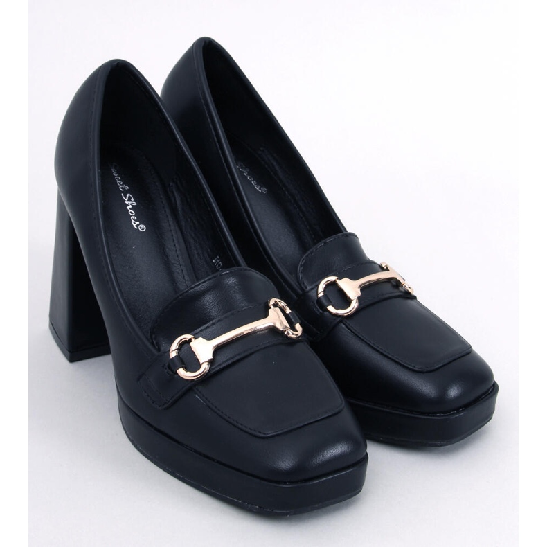 Scarpe da donna con tacco alto con decorazione, nere nero 1