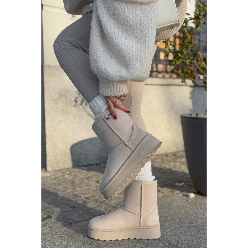 Stivali da neve con plateau alto da donna Big Star OO274897 Beige chiaro 2