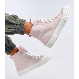 Sneakers alte in tela rosa 1