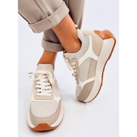 Scarpe sportive da donna a calzino beige 1