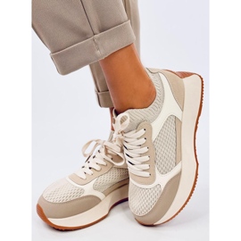 Scarpe sportive da donna a calzino beige 2