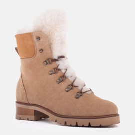 Marco Shoes Stivali da donna isolati con lana beige 1