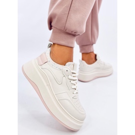 Sneakers da donna beige e rosa pastello 2