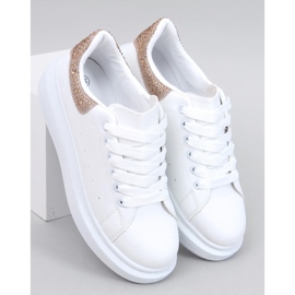 Sneakers con plateau bianche e dorate bianco 1
