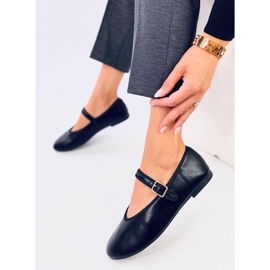 Ballerine da donna con cinturino, nere nero 2
