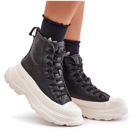 Sneakers isolate in pelle su un'enorme piattaforma Big Star OO274A599 Nero 4
