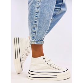 Sneakers da donna bianche con plateau bianca 1