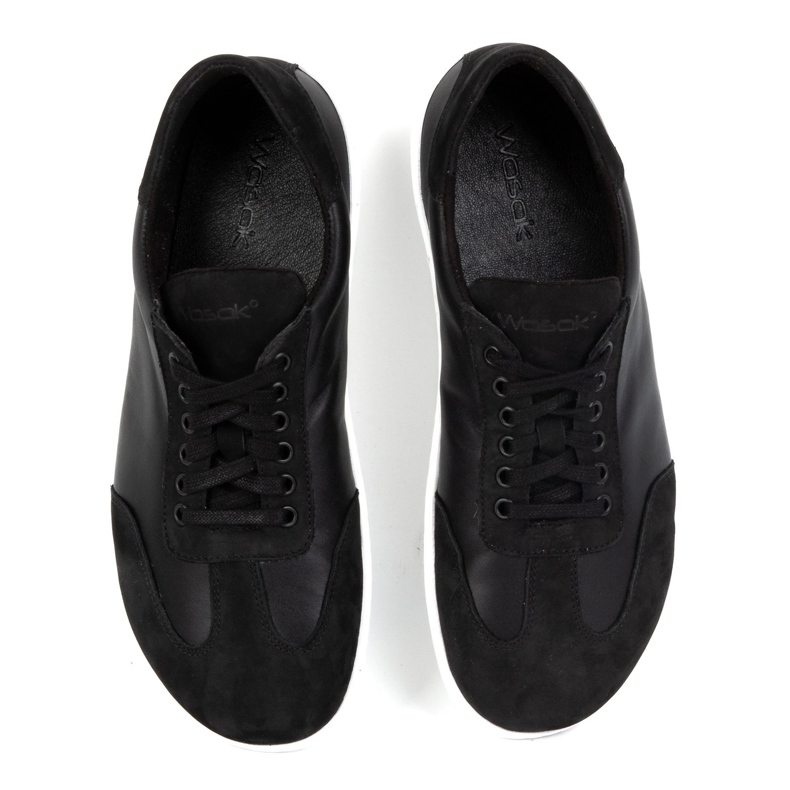 WASAK Scarpe in pelle minimalista maschile a piedi nudi 0742w nero 1