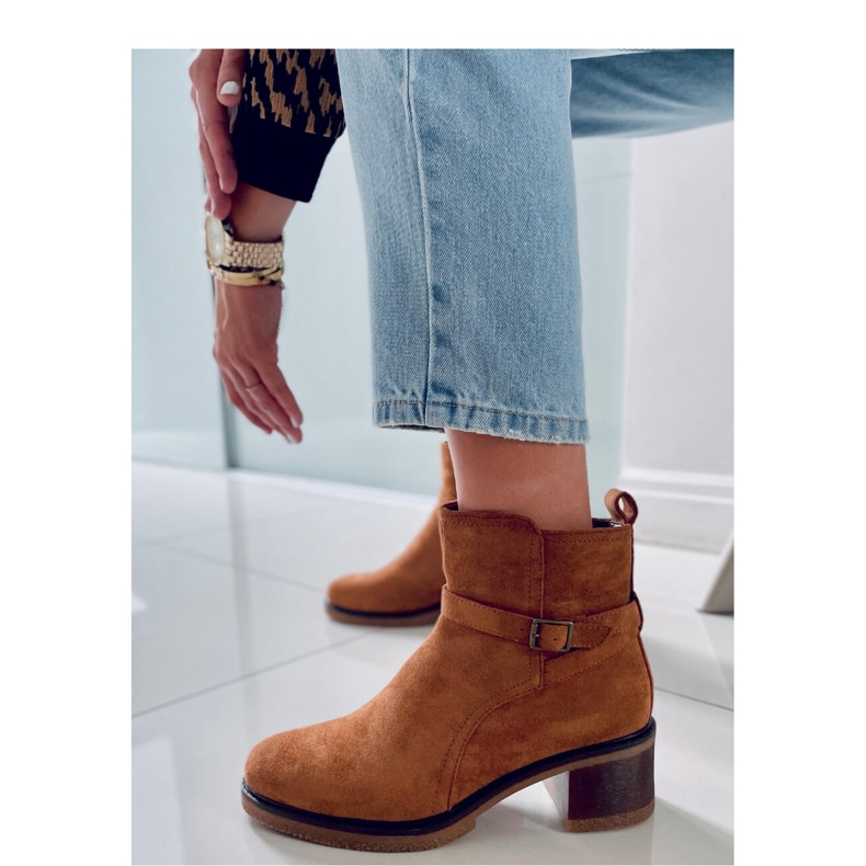 Stivaletti con tacco largo Aretha Camel - Inello marrone 2