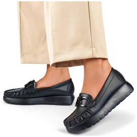 Mocassino da donna con suola spessa, nero 24-21339B 1