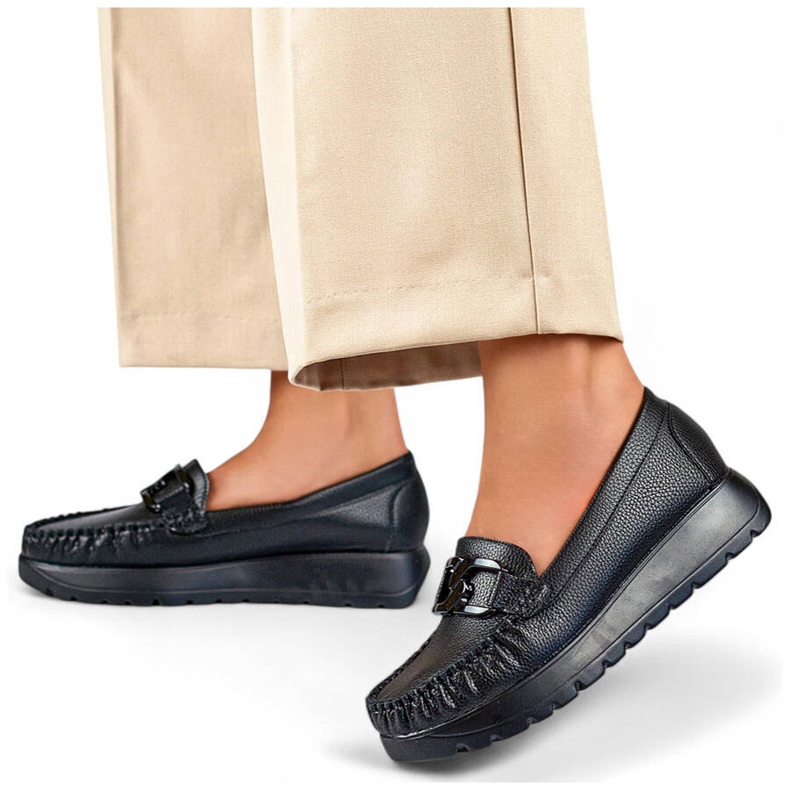 Mocassino da donna con suola spessa, nero 24-21339B 1