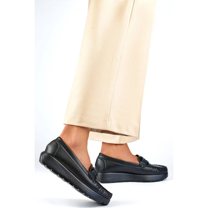 Mocassino da donna con suola spessa, nero 24-21339B 2