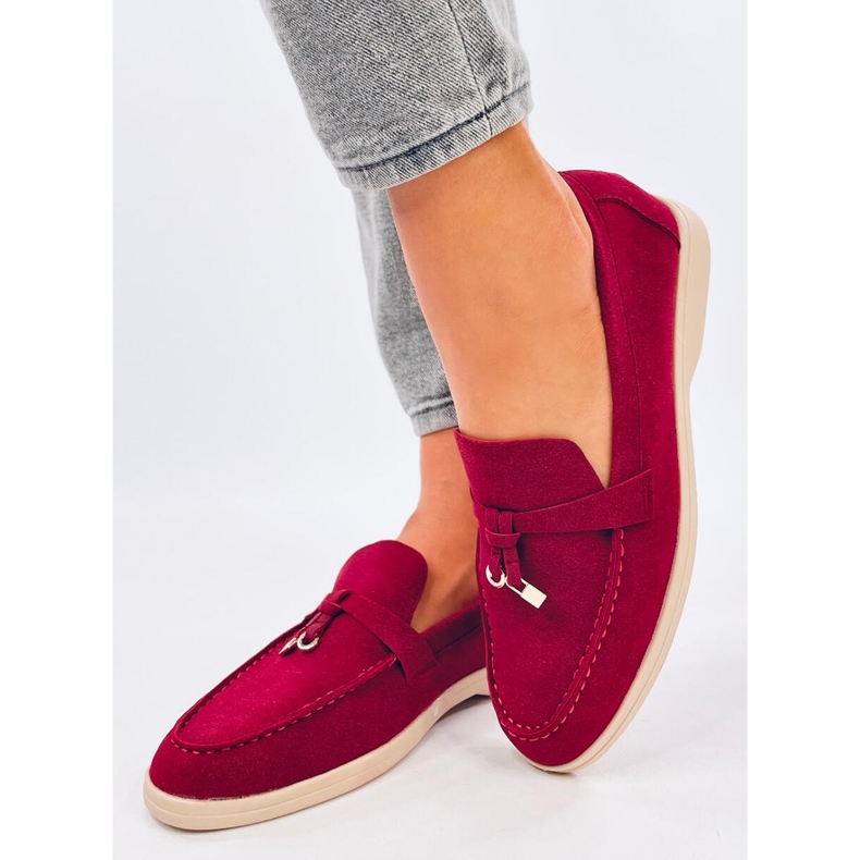 Mocassini da donna color vino rosso 1