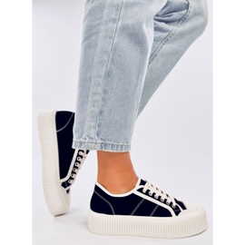 Sneakers da donna nere con plateau nero 2