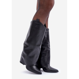Stivali slip-on con tomaia risvoltata sul tacco, neri nero 1