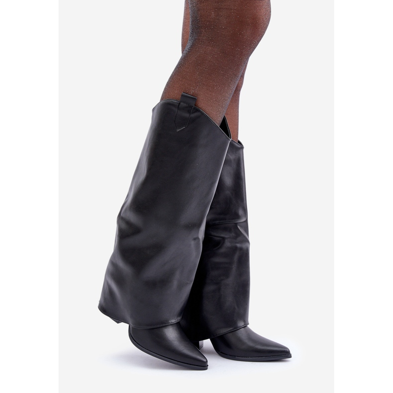 Stivali slip-on con tomaia risvoltata sul tacco, neri nero 1