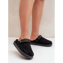 Pantofole isolanti da donna su piattaforma, nere nero 2